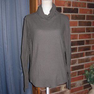 Susina Thermal Waffle Knit Funnel Neck Top L